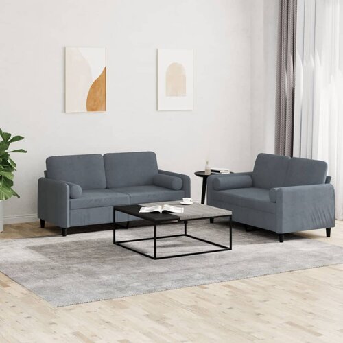 VidaXL 2-dijelni set sofa s jastucima tamnosivi bar&amp;scaron;unasti Slike