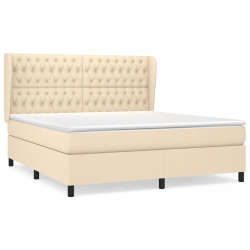 vidaXL Box spring postelja z vzmetnico krem 180x200 cm blago, (20895151) Cene