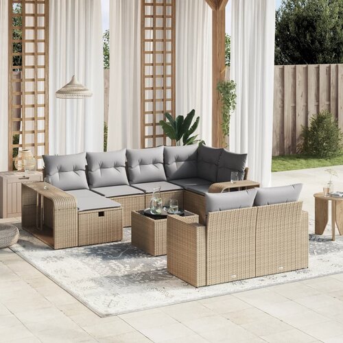 vidaXL 11-dijelni set vrtnih sofa od poliratana s jastucima bež Cijene