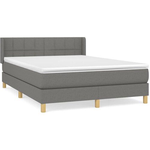 VidaXL Box spring postelja z vzmetnico temno siva 140x200 cm blago, (20789820) Slike