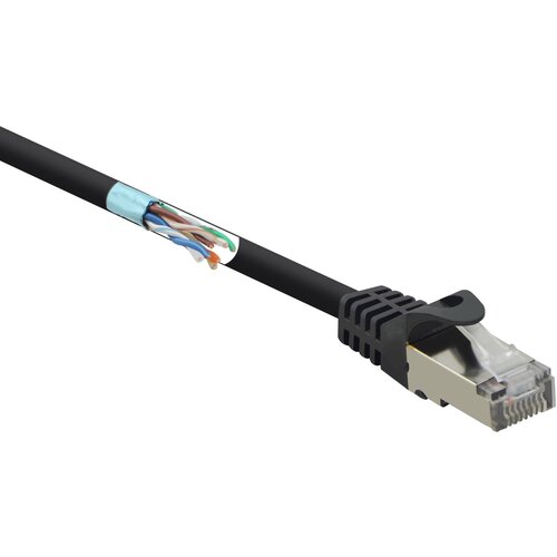 Renkforce RF-4732884 RJ45 omrežni kabel\, Patch kabel CAT 5e F/UTP 5.00 m črna z za&scaron;čitnim zapornim zatičem 1 kos, (20418864) Cene