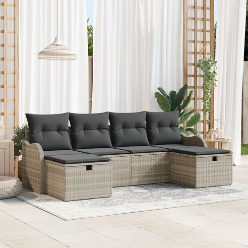 vidaXL set od 6 komada vrtnih sofa s jastucima svjetlosiva poli ratan, dvosed vrtni kauč s jastucima svjetlosiva poli ratan Cijene
