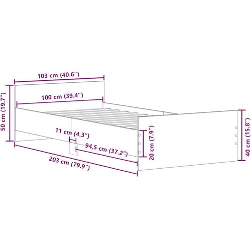 VidaXL okvir kreveta bez madraca staro drvo 100x200 cm Slike