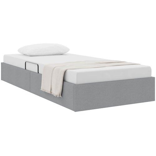  Otomanski krevet s pohranom Svijetlo siva 90 x 190 cm tkanina Slike