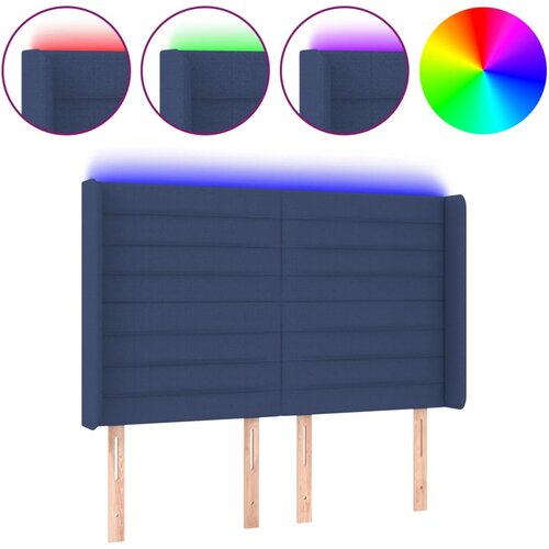 Maison Chic led posteljno vzglavje - vzglavna omarica - nočna omarica modro 147x16x118/128 cm blago, (21710696) Cene