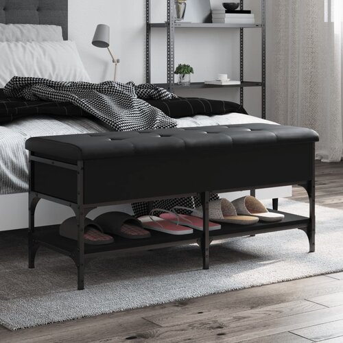 VidaXL Klupa za cipele crna 102 x 42 x 45 cm od konstruiranog drva Slike