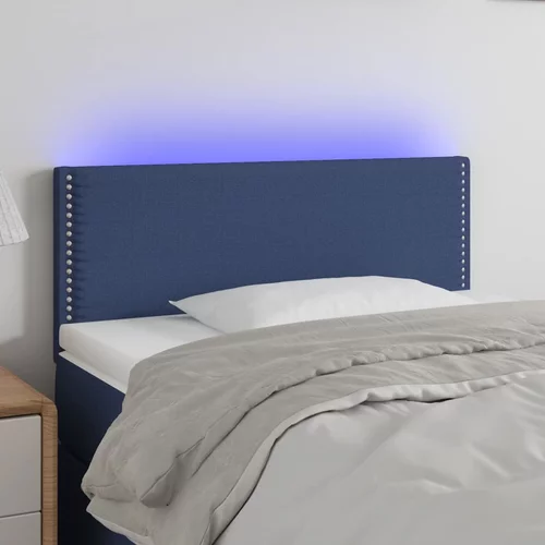 vidaXL LED posteljno vzglavje modro 90x5x78/88 cm blago