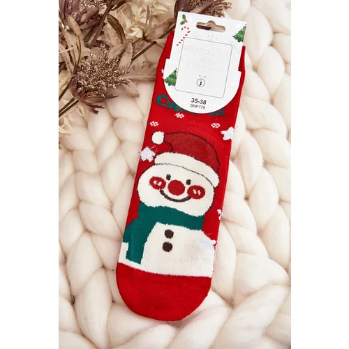 Kesi Women's Christmas Snowman Socks Red