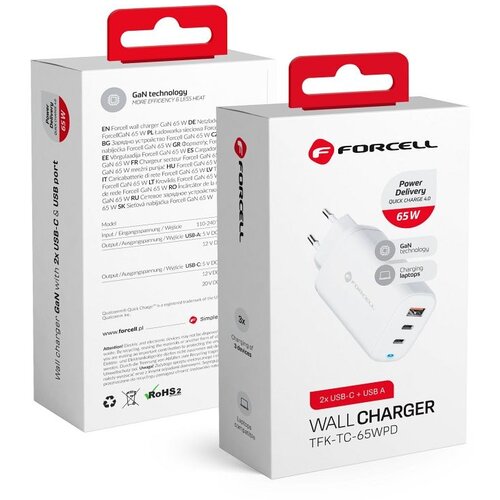 forcell kućni punjač (adapter)  gan 65W (TFK-TC-PD65W) 3A 4.0 beli Cene