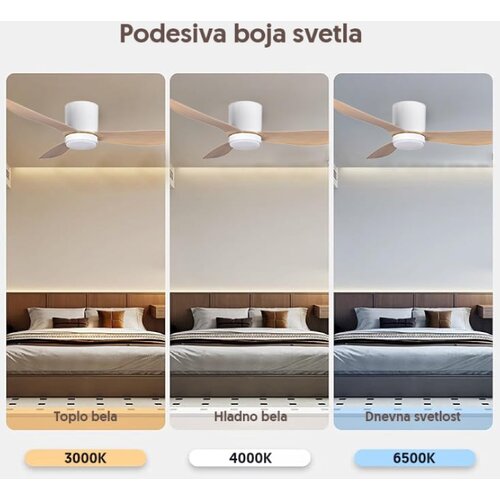 Prosto plafonski ventilator 132cm, 3 elise, led svetlo CFH5205L-3/40WH Slike