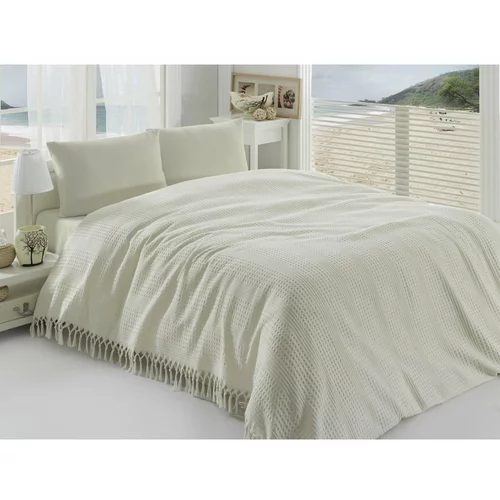 Şaheser bež lagani pamučni prekrivač za krevet Pique, 220 x 240 cm