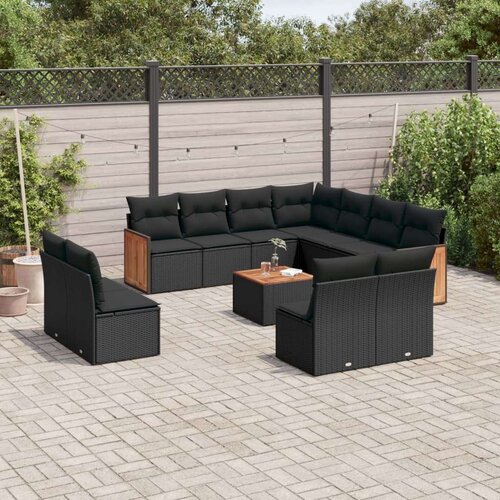  12-dijelni set vrtnih sofa od poliratana s jastucima crni Cijene