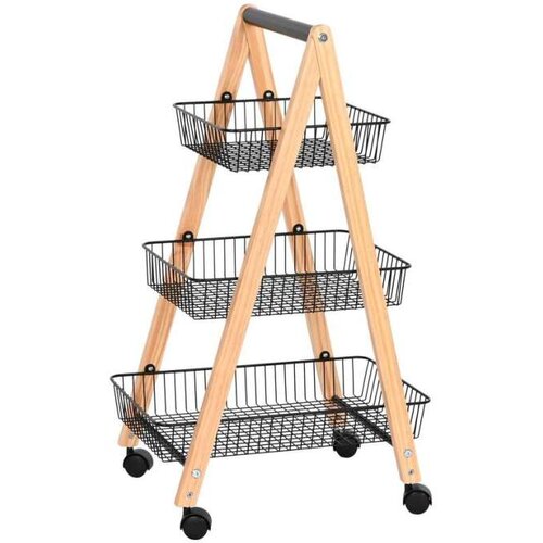 Posuda za Voće Home ESPRIT Crna Prirodno Čelik Borovina 48 x 32 x 79 cm Cijene