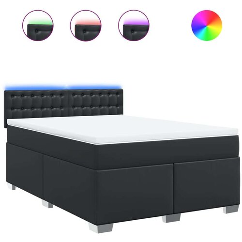 VidaXL Krevet s oprugama i madracem crni 160 x 200 cm od umjetne kože Slike