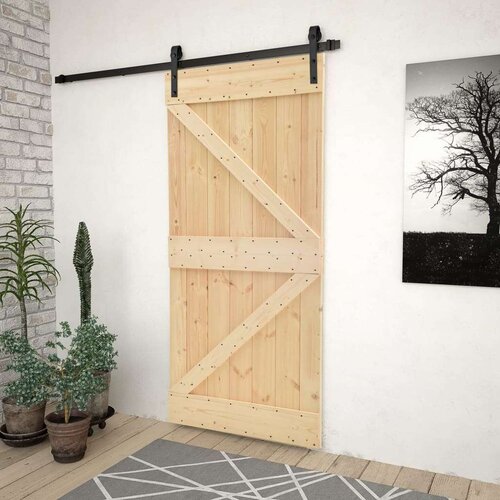  Klizna vrata s priborom za montažu 90 x 210 cm masivna borovina Slike