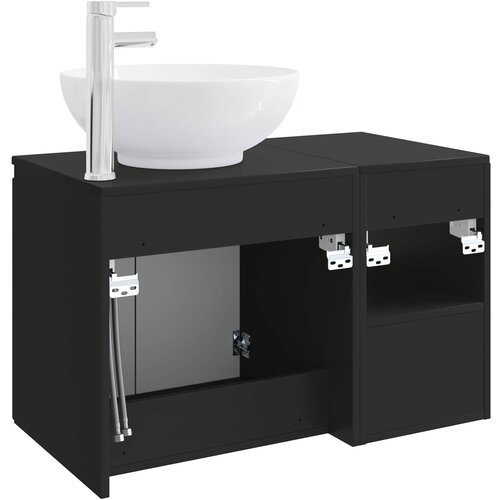  Set namje&amp;scaron;taja za kupaonicu 2 kom. Crna Konstruirano drvo 49,5 x 44,5 x 80 cm Slike