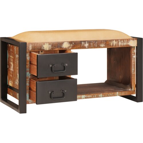 VidaXL klupa za pohranu vi&amp;scaron;ebojno 80x35x40 cm čvrsto drvo obnovljeno Slike
