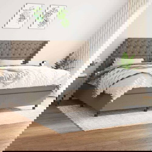  Box spring postelja z vzmetnico taupe 160x200 cm blago, (20895604) Cene