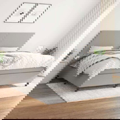  Box spring postelja z vzmetnico svetlo siva 180x200 cm blago, (20791081) Slike