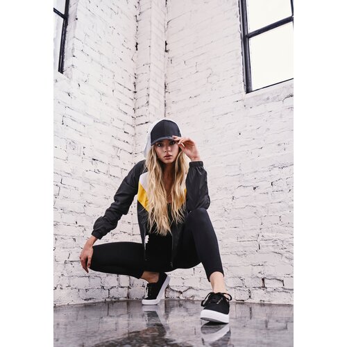 Urban Classics Women's tricolor windbreaker black/white/chrome-yellow Cene