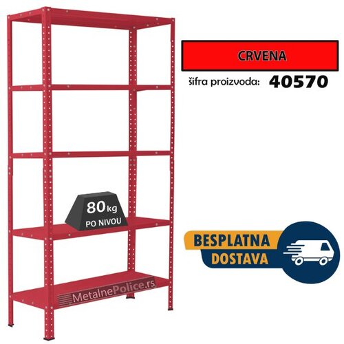  Polica metal-metal 188x90x30 5x80kg crvena Cene