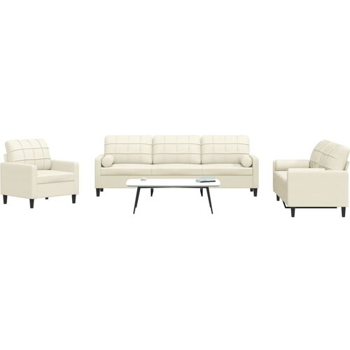 vidaXL 3-dijelni set sofa s jastucima krem baršunasti Cijene