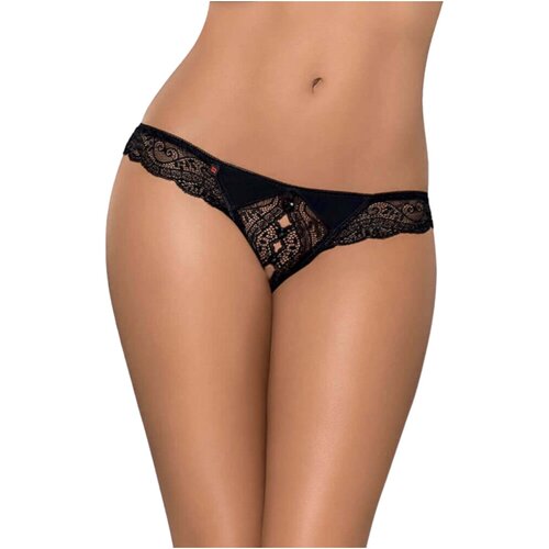 Obsessive Miamor - Ženske otvorene čipkane tange od kamena (crne) - L/XL Cijene