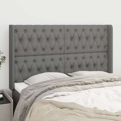  Vzglavje z u&amp;scaron;esi temno sivo 147x16x118/128 cm blago, (20736067) Slike