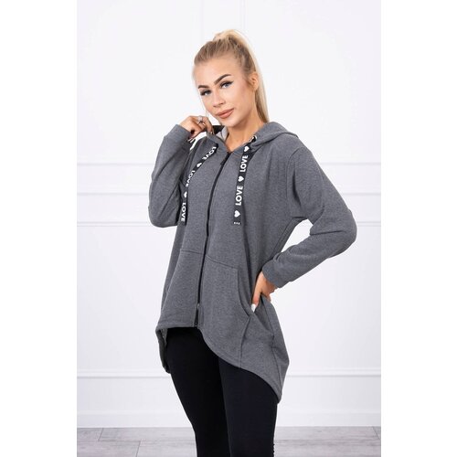 Kesi Sweatshirt with a long back and a graphite hood Slike