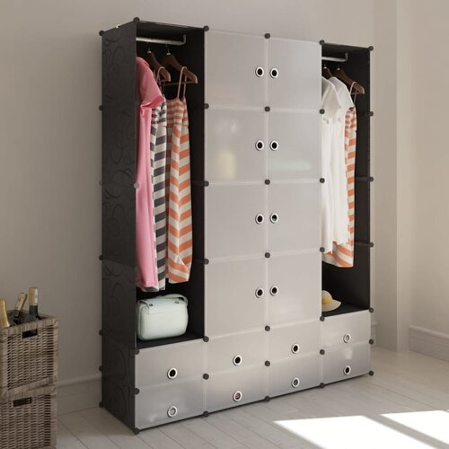 vidaXL 240501 Modular Cabinet with 18 Compartments Black and White 37 x 146 x 180,5 cm Cijene