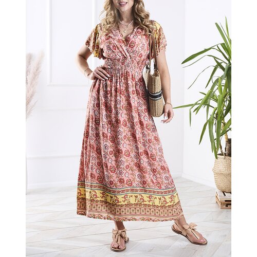 Resti Women's floral maxi dress in pink- Clothing Cene