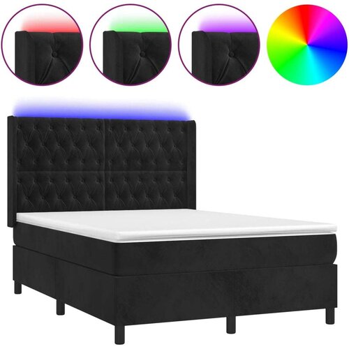 VidaXL Krevet box spring s madracem LED crni 140x200 cm bar&amp;scaron;un Slike