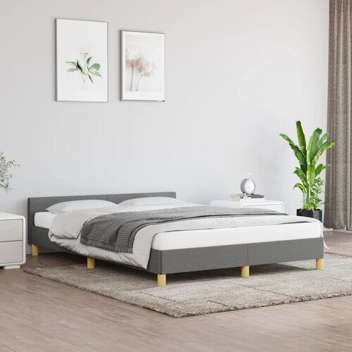 The Living Store Posteljni okvir brez vzmetnice temno siv 140x190 cm blago - Posteljni Okvir Z Vzglavjem, (21526241) Slike