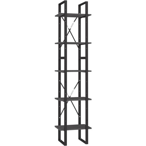 Maison Chic Knjižna omara - Knjižni regal 5-nadstropna siva 40x30x175 cm borovina, (21725014) Slike