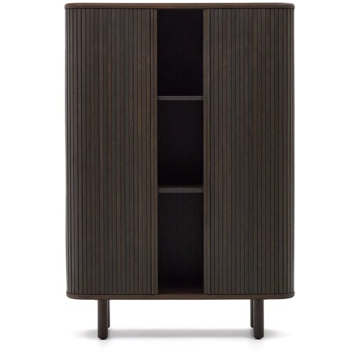 Kave Home Temno rjava omarica v jesenovem dekorju z drsnimi vrati 110x140 cm Mailen – Cene