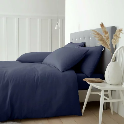 Catherine Lansfield Tamno plava pamučna posteljina za bračni krevet 200x200 cm –