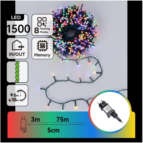 Aigostar LED spolja&amp;scaron;nja božićna girlanda 1500xLED/8 funkcija 78m IP44 multicolor Slike