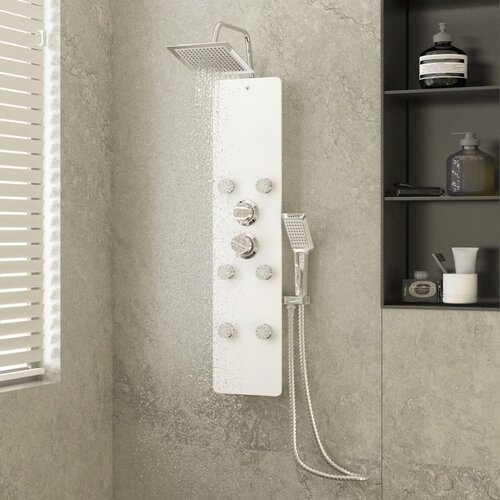vidaXL Panel za tuširanje od stakla 25 x 47,5 x 130 cm bijeli Cene