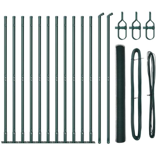  Heksagonalna ograda Zelena 1.6x25 m Čelik  Stupovi ograde s temeljnim pločama 13 kom &Oslash;32mm 88 5cm Galvanizirani čelik Cijene