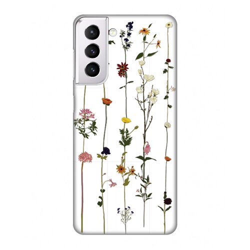 silikonska maska za Samsung G991B Galaxy S21 Flower Print Skin bela Slike