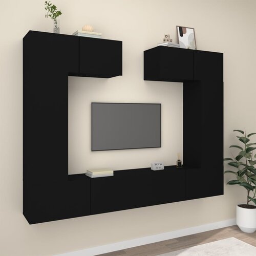 vidaXL 6-dijelni set TV ormarića crni od konstruiranog drva Cijene