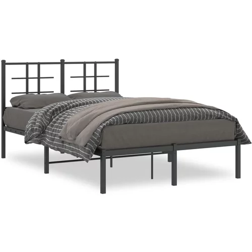 vidaXL Kovinski posteljni okvir z vzglavjem črn 120x200 cm