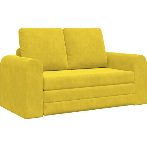 VidaXL Podni kauč na razvlačenje 2-u-1 Žuti 148x71x83 cm Velvet Slike