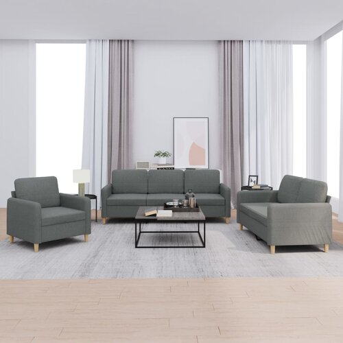  3-dijelni set sofa s jastucima tamnosivi od tkanine Cijene