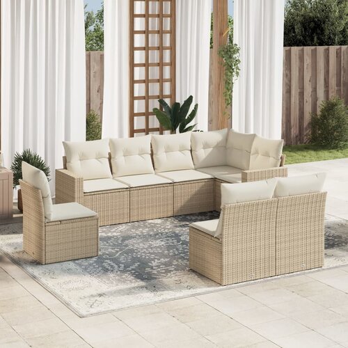 vidaXL 8-dijelni set vrtnih sofa od poliratana s jastucima bež Cene