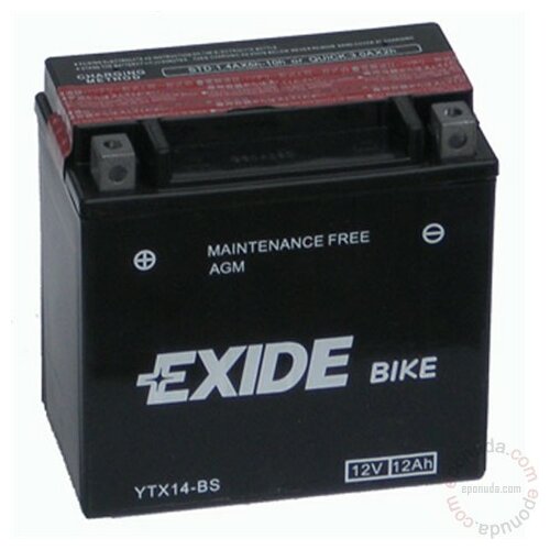 Exide BIKE YTX14-BS 12V 12Ah akumulator Slike