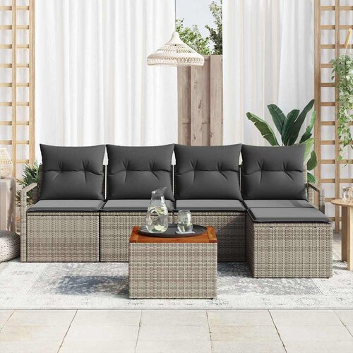  Sjedeća garnitura za vrt 6 kom. Siva poliratan 230 x 62 x 69 cm Slike