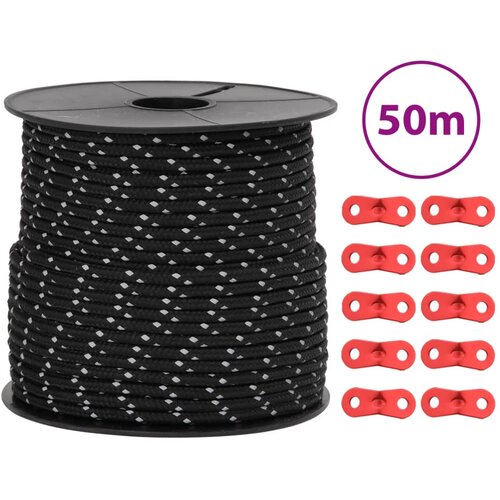 VidaXL Uže za &amp;scaron;ator s reflektirajućim prugama i ključevima 50 m 4 mm Slike