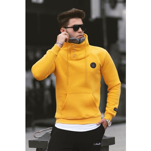 Madmext Knitwear Collar Buttoned Yellow Sweatshirt 4411 Cene