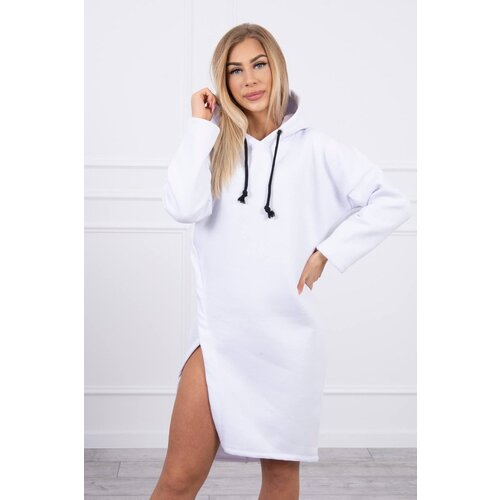 Kesi Dress with a hood and a slit on the side white Slike